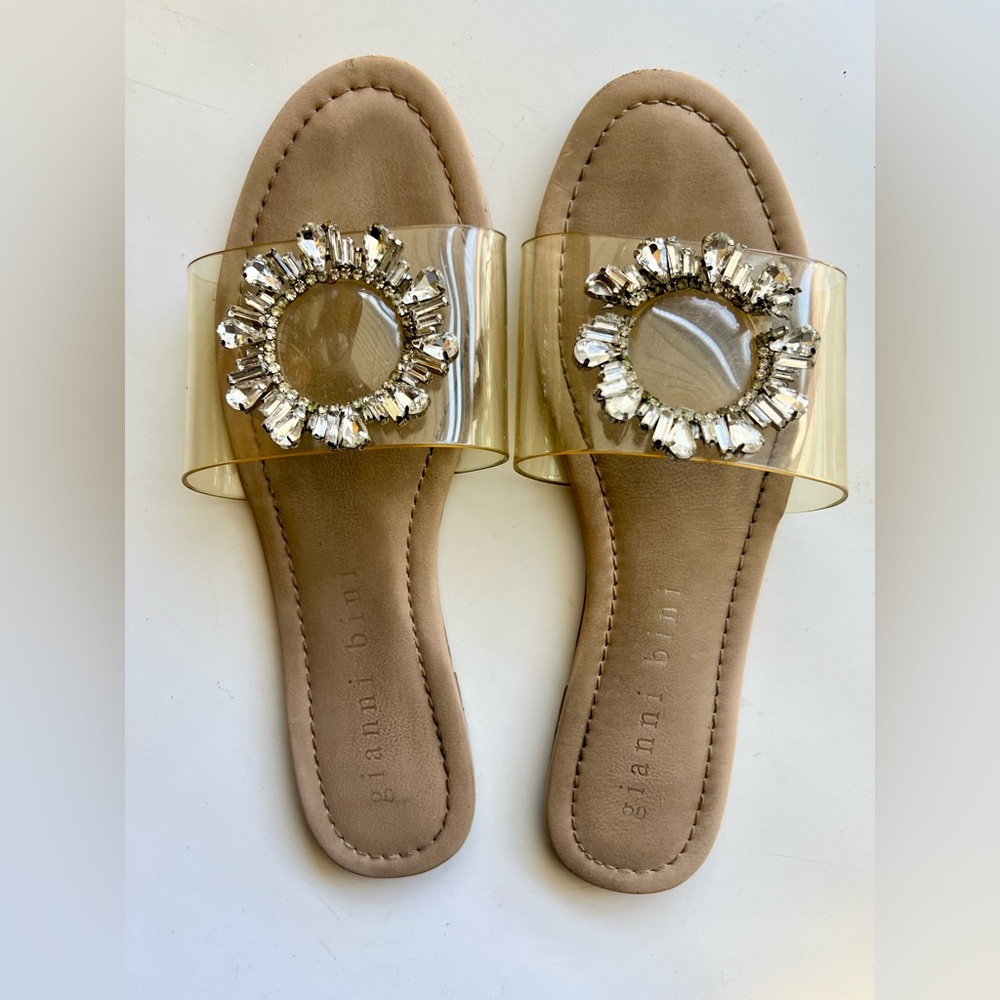 Gianni Bini Crystal Embellished Clear Sandals - Sz 8